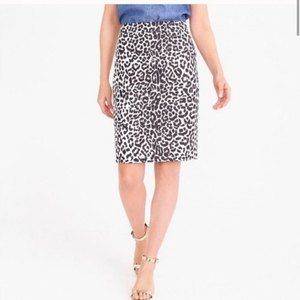 J.Crew Leopard Ladies Pencil Career Skirt,‎ Size 2